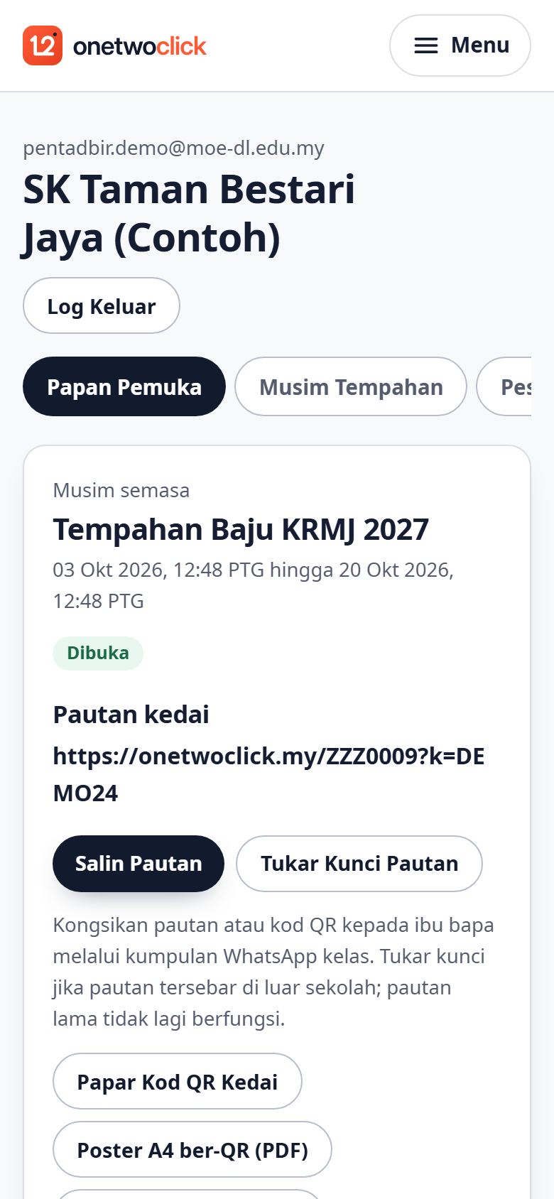 Portal Sekolah dipaparkan di telefon